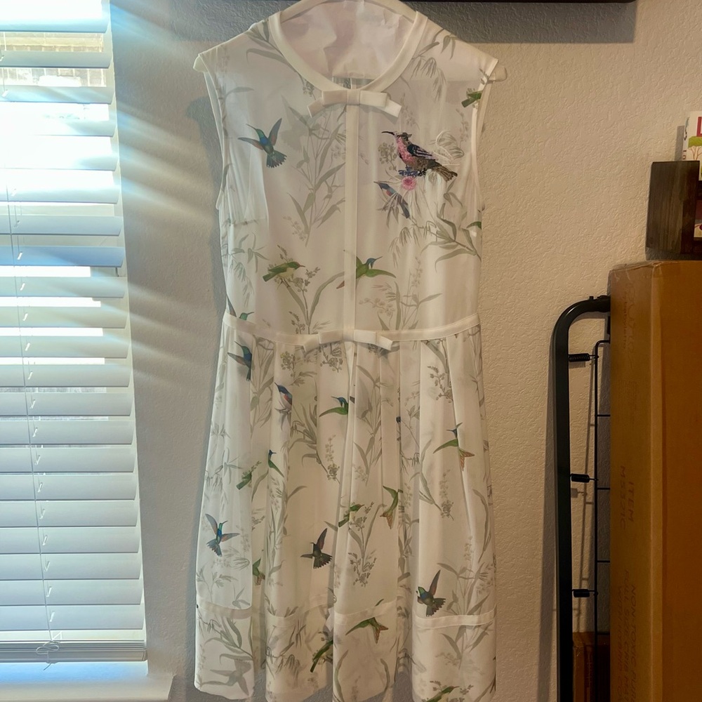 Ted Baker White Floral Midi Dress